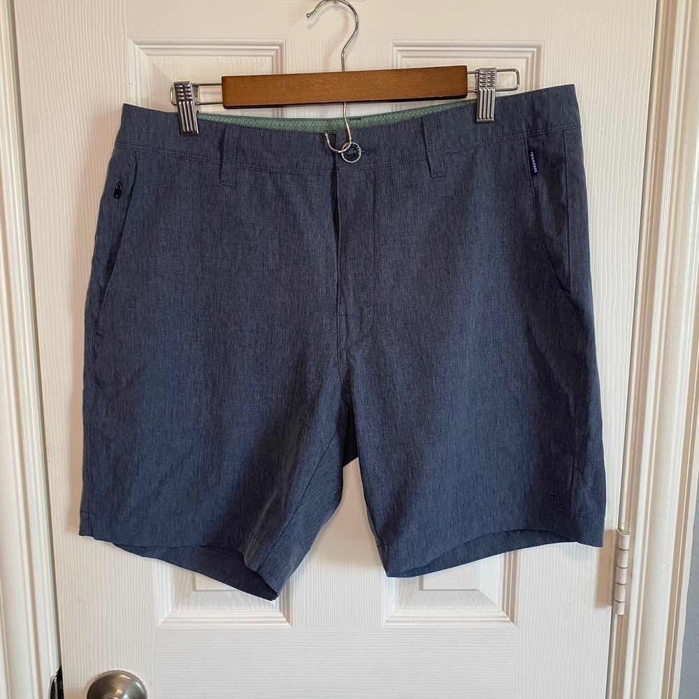7 Diamonds Aeroplane Performance Shorts Mens 33 Blue Heathered Golf Activewear